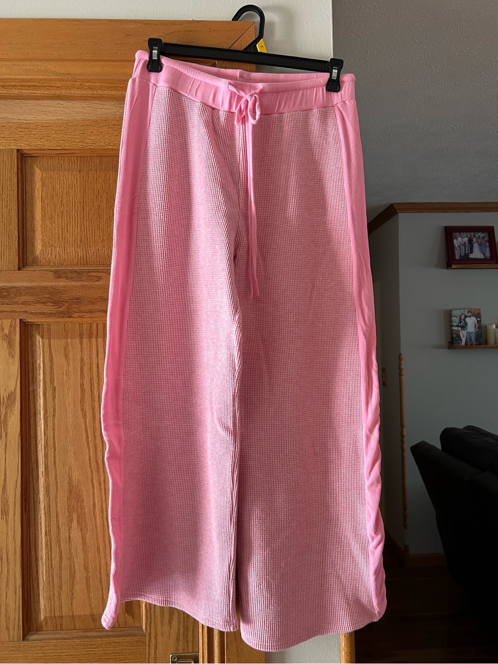 Pink Lily Pink Wide Leg Waffle Knit Pants